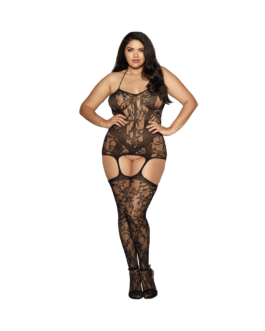 Visnet Jarretel Jurk – Plus Size – Zwart