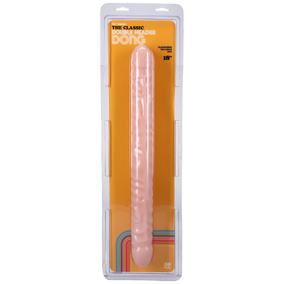 Geaderde Dubbele Kop - Dildo met Dubbele Einden - 18 / 45 cm - Afbeelding 2