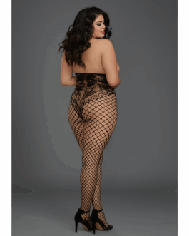 Open-Cup Bodystocking – Plus Size – Zwart