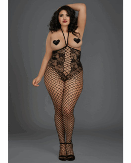 Open-Cup Bodystocking – Plus Size – Zwart