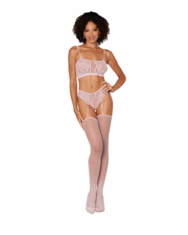 Bralette en Garter Hose Diamond – One Size – Roze