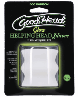Glow Helping Head Silicone – Masturbator Sleeve – Frost / Green Glow