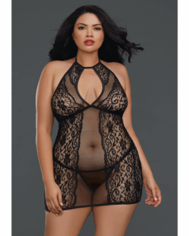 Fishnet and Lace Chemise – Plus Size