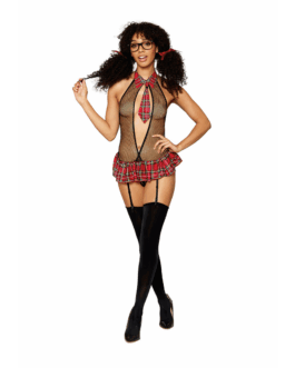 Garter School Girl Teddy en Plastic Glasses – One Size