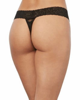 Lace Thong – One Size – Zwart
