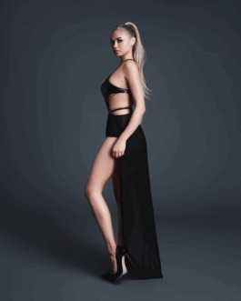 Take Me – Latex-look Vinyl en Mesh Bodysuit met Flirty Rok – L – Zwart