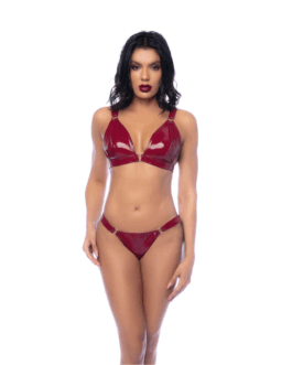 Twee-delig Bh-set – L – Glanzend Wijnrood