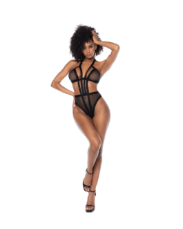 Pretty Little Rocker – Mesh Halter Bodysuit – L/XL – Zwart