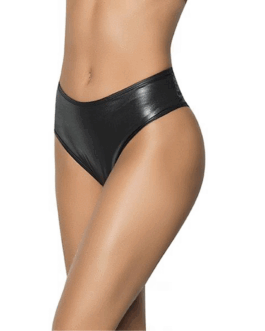 Hoge Taille Gerimpelde Achterkant Panty – M/L – Glanzend Zwart