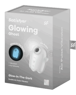 Glowing Ghost – Glow in the Dark – Dubbele Air Pulse Vibrator – Wit