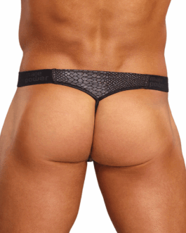 Micro G-string met Rode Cockring – L/XL – Zwart