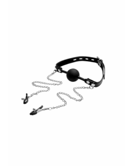 Silicone Ball Gag met Nipple Clamps