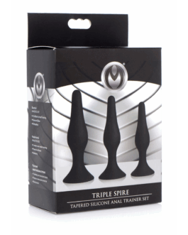 Triple Spire – Tapered Silicone Anale Trainer Set – 3 Stuks – Zwart