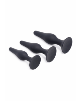 Triple Spire – Tapered Silicone Anale Trainer Set – 3 Stuks – Zwart