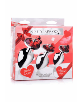 Rode Edelsteen – Butt Plug Set met Belletjes