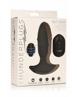 Butt Slider – Sliding Ring Silicone Missile Plug – Zwart