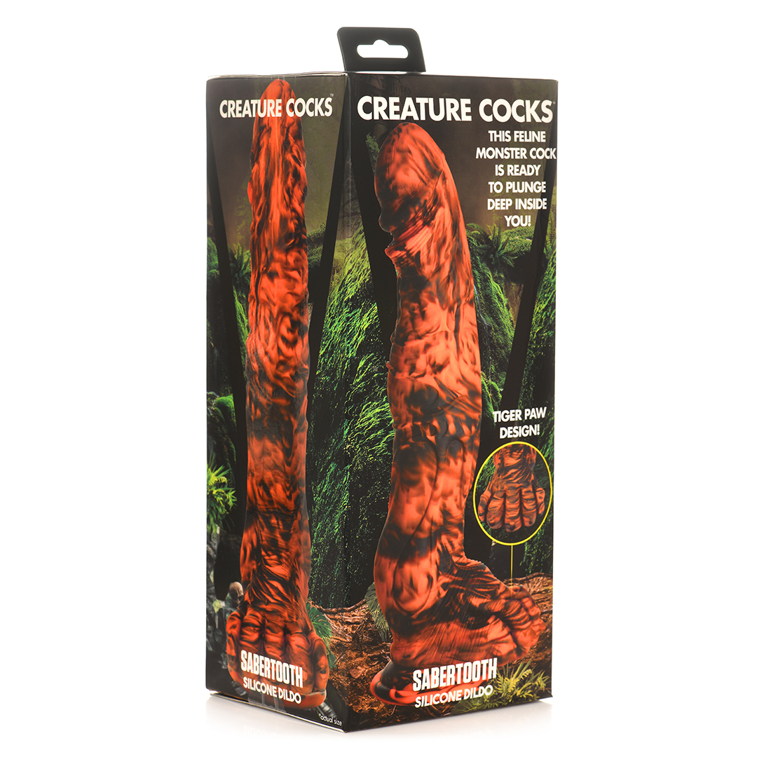 Sabretooth - Silicone Dildo - Oranje/Zwart - Afbeelding 2