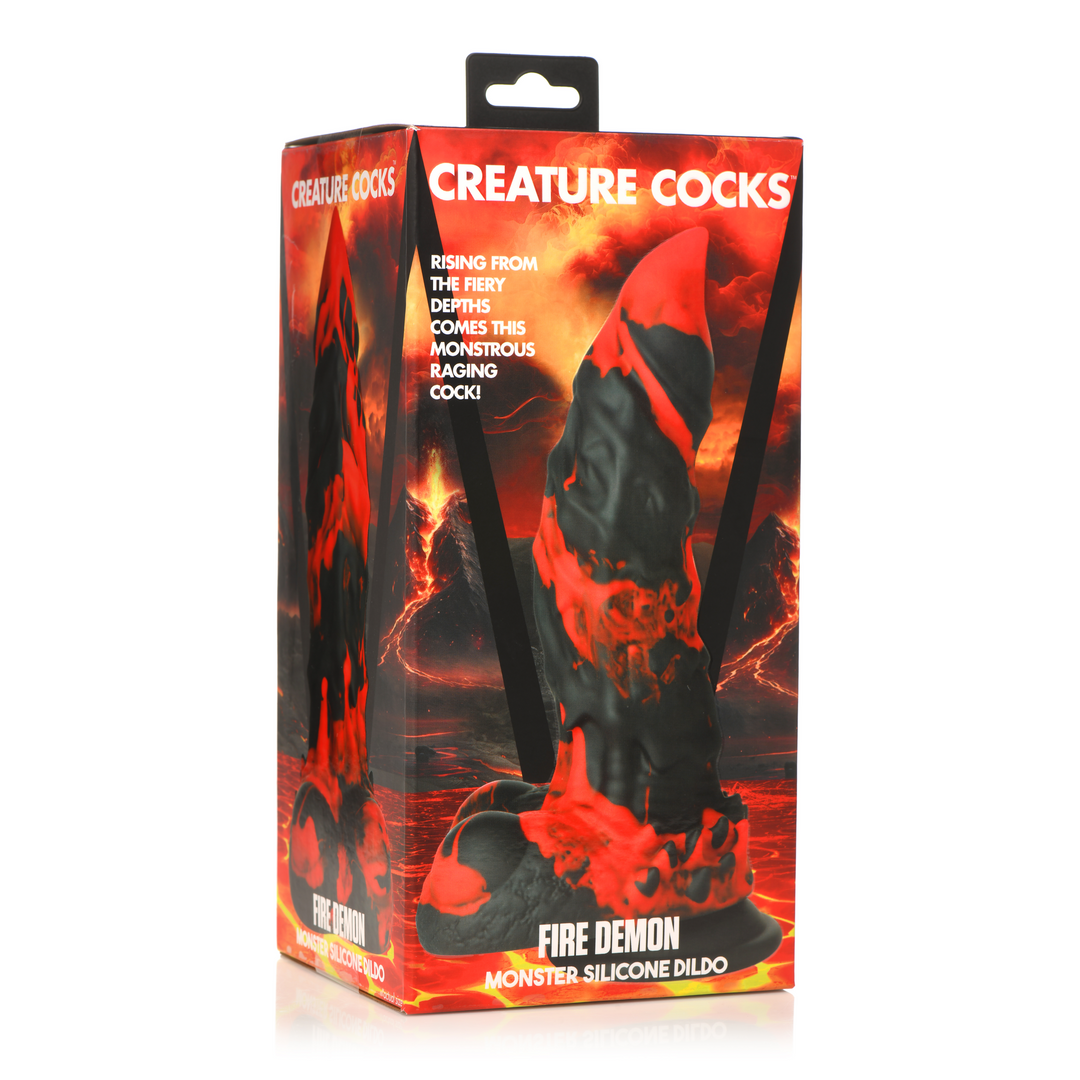 Fire Demon - Monster Silicone Dildo - Rood/Zwart - Afbeelding 2