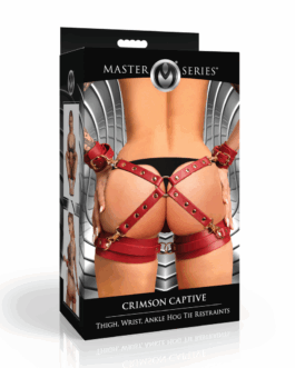 Crimson Captive – Dijbeen, Pols en Enkel Hog Tie Beperkingen – Rood