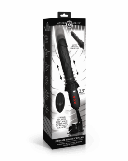 Ultimate Power Pounder – Vibrerende en Duwende Siliconen Dildo met Afstandsbediening – Zwart