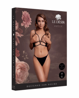 Triangel bh met open cups, kant en verstelbare bandjes – Zwart