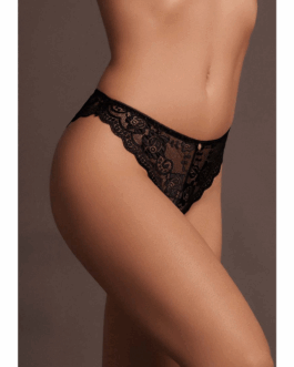 Zoé – Elastische Kant Slip met Rugvetering en Gouden Details – One Size