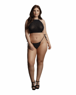 Festive Rhinestone Top and Thong – Plus Size