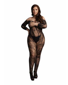 Kanten Mouwen Bodystocking – Plus Size