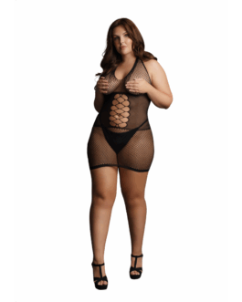 Peek-A-Boo Fishnet Jurk – Plus Size