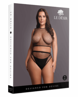 2-delige Crop Top – Pantie en Fishnet Structuur – OSX – Zwart