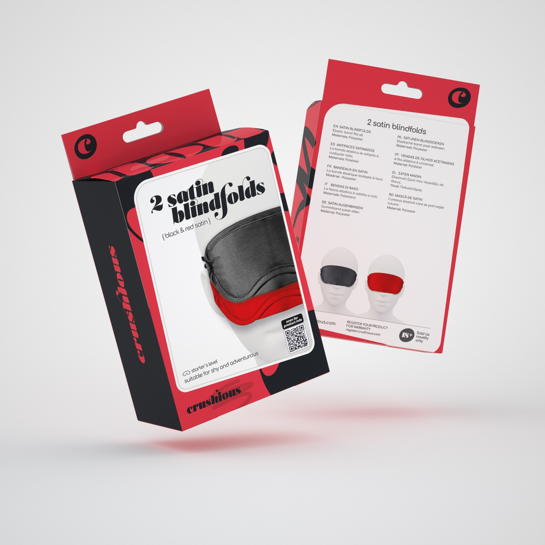 Satin Oogmaskers - Twin Pack - Zwart/Rood - Afbeelding 2