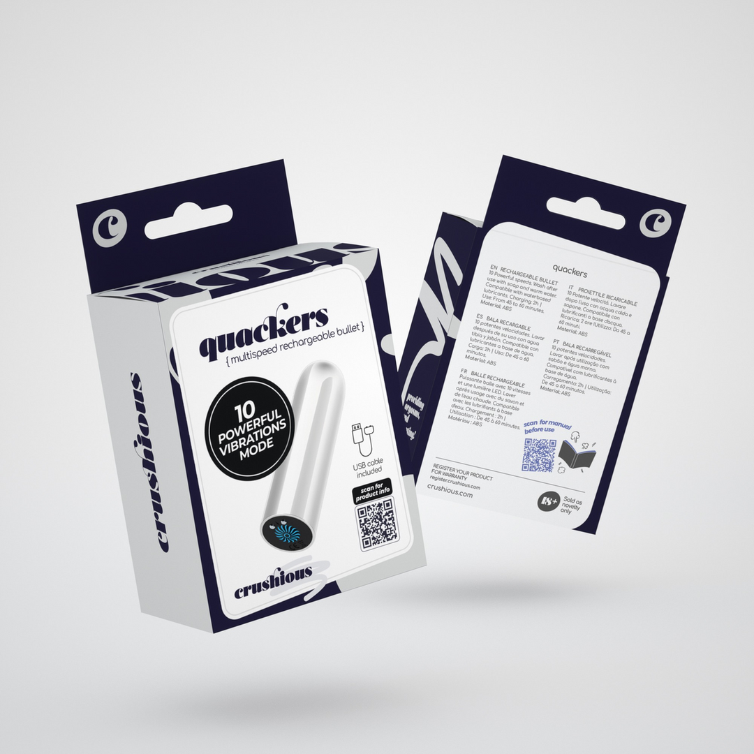 Quackers - USB Oplaadbare Vibrerende Bullet - Wit - Afbeelding 2