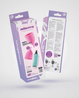 Minerva – Menstruatiecups met Zak en Speelgoedreiniger – S en L – Roze