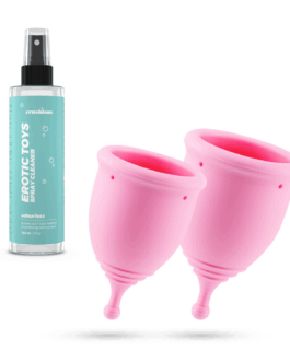 Minerva – Menstruatiecups met Zak en Speelgoedreiniger – S en L – Roze