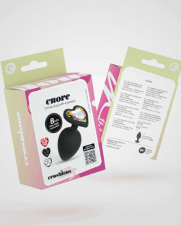 Cuore – Anale Plug met Vier Verwisselbare Edelstenen – Medium – Zwart