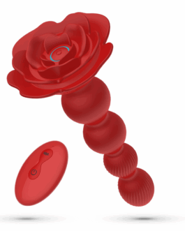 Rosaline – Draaibare Anale Rozenplug met Afstandsbediening – Rood