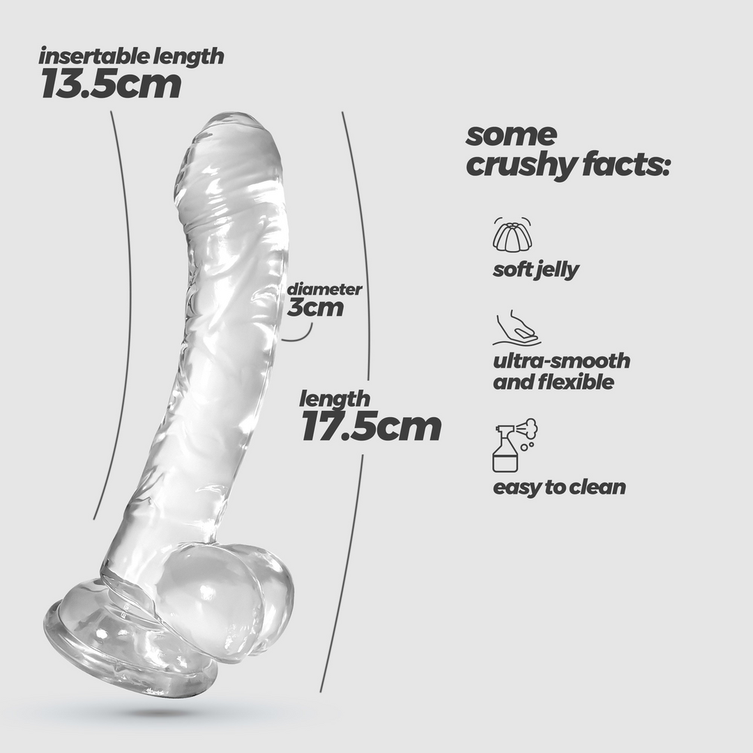 Hudini - Jelly Flexibele Anale Dildo - 6,9/ 17,5 cm - Doorzichtig - Afbeelding 7