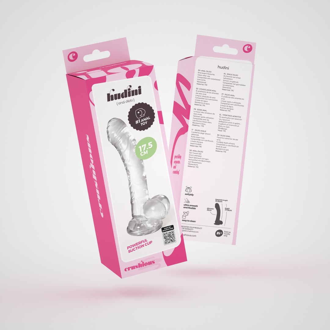 Hudini - Jelly Flexibele Anale Dildo - 6,9/ 17,5 cm - Doorzichtig - Afbeelding 2