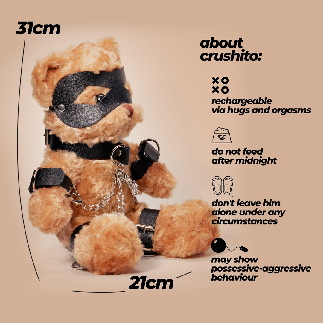 Crushito - Bondage Teddybeer - 31 cm - Zwart - Afbeelding 5