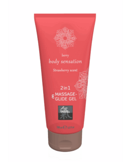 2 in 1 Massage en Glide Gel – Aardbei – 7 fl oz / 200 ml