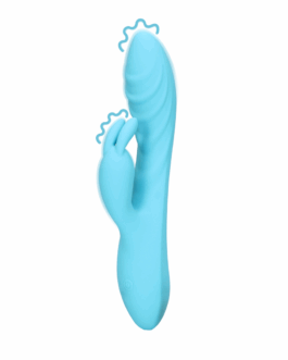 Geribbelde Ultra Zachte Siliconen Konijn Vibrator – Glaciaal Blauw