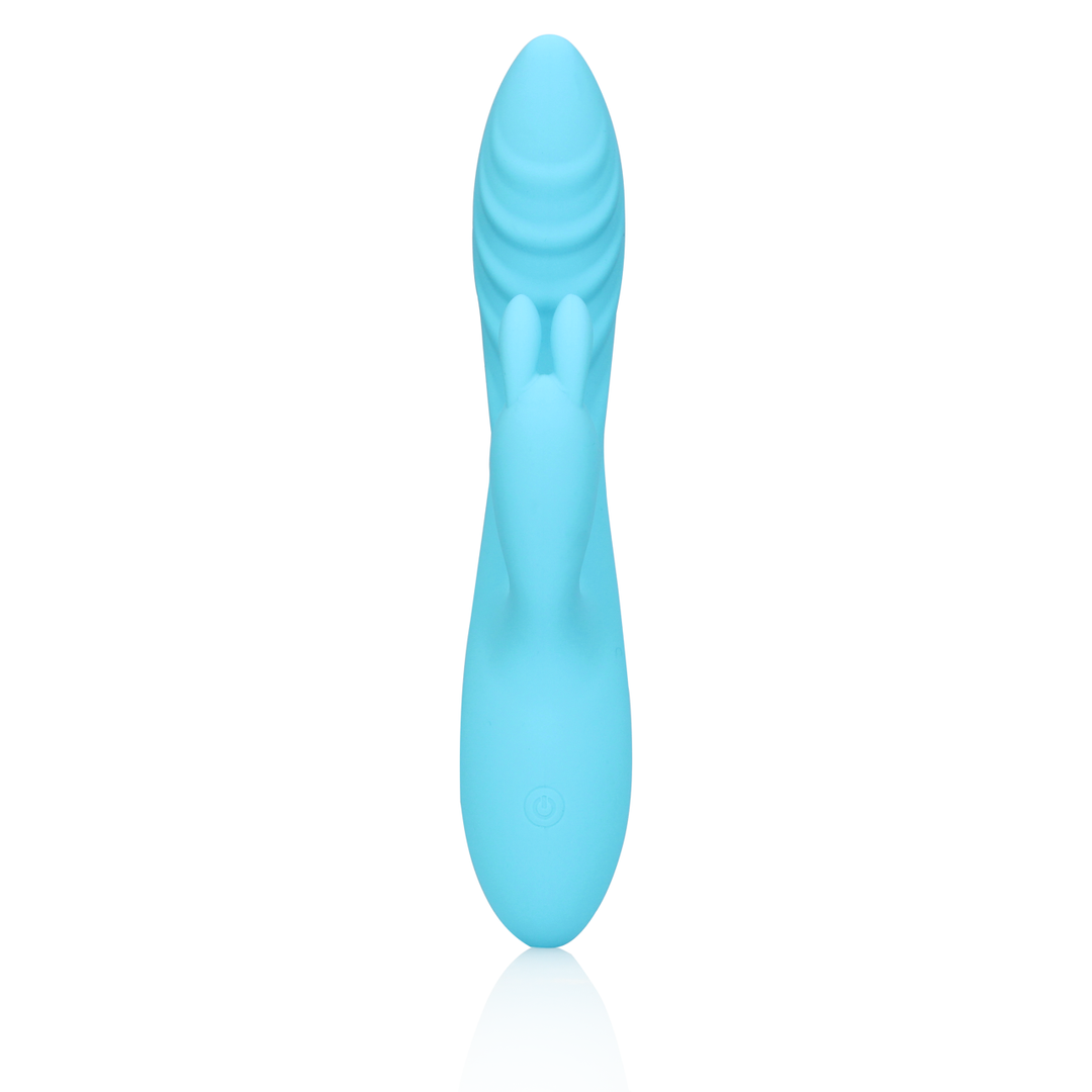 Geribbelde Ultra Zachte Siliconen Konijn Vibrator - Glaciaal Blauw - Afbeelding 5
