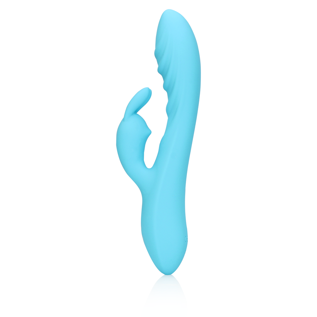Geribbelde Ultra Zachte Siliconen Konijn Vibrator - Glaciaal Blauw - Afbeelding 6
