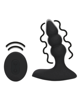 Beaded Vibrerende Anale Plug met Afstandsbediening – Zoethout Zwart