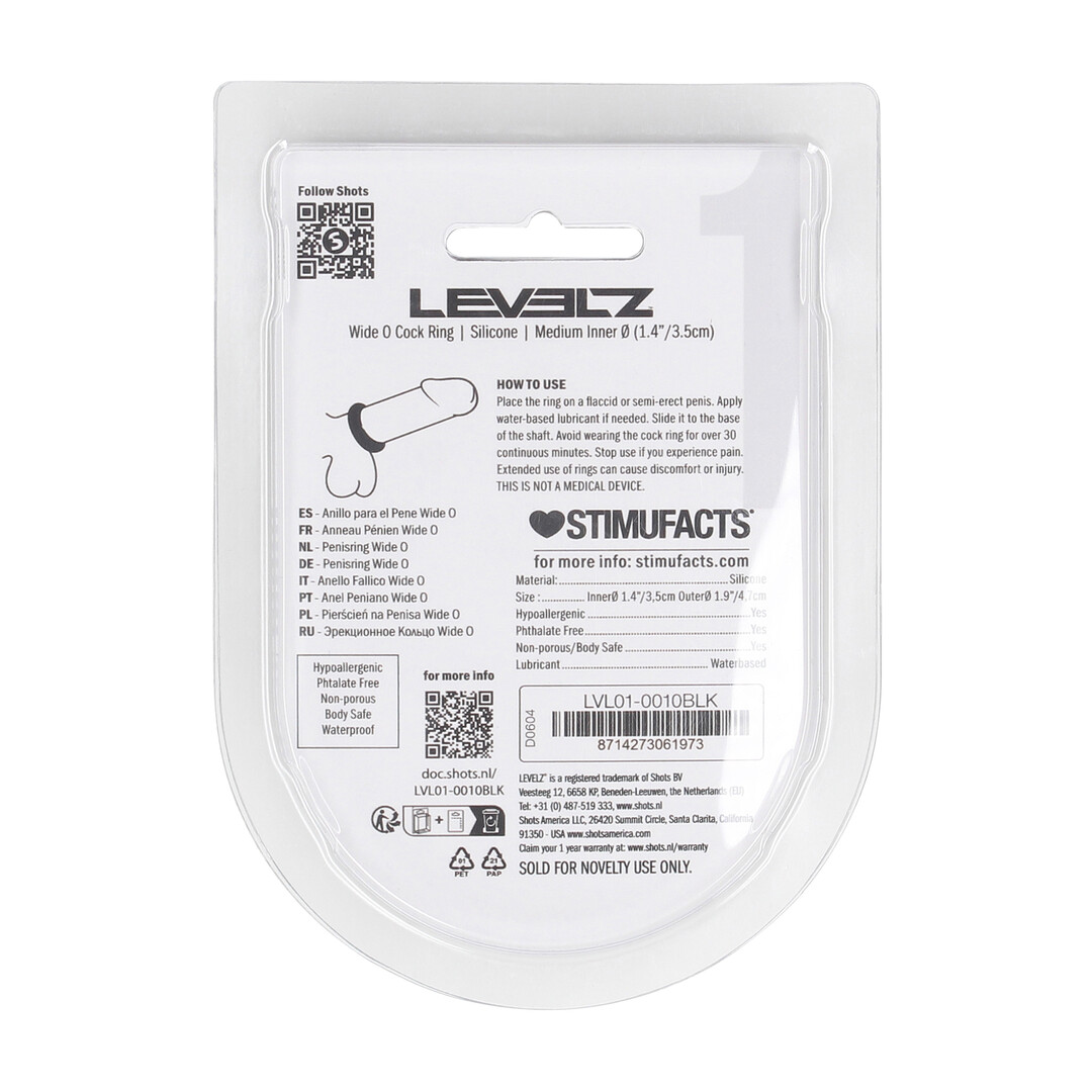 Wide O Silicone Cockring - M - 35mm - Zwart - Afbeelding 3