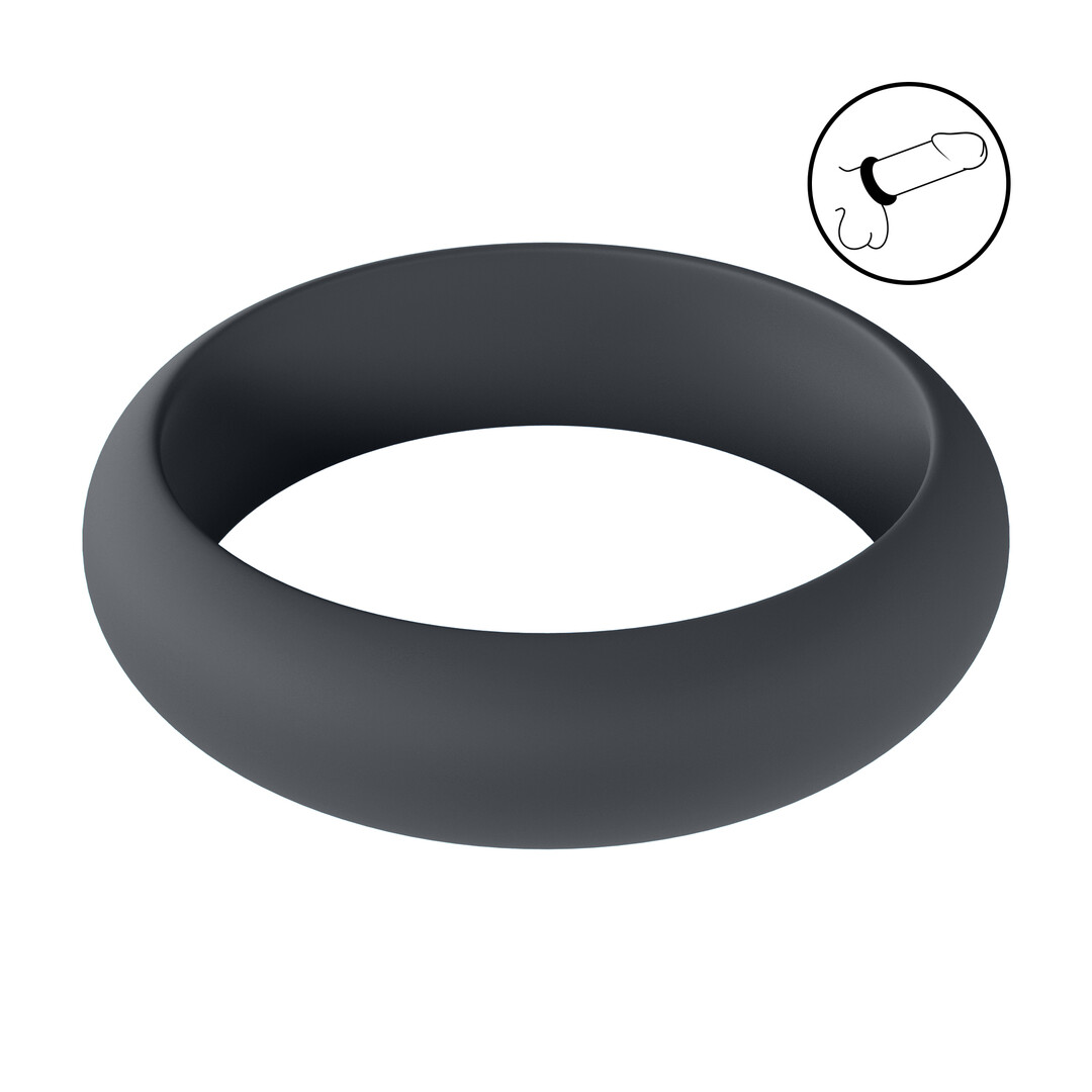 Wide O Silicone Cockring - M - 35mm - Zwart