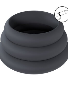 Wide O Silicone Cockring Set van 3 – L/XL/XXL – Zwart