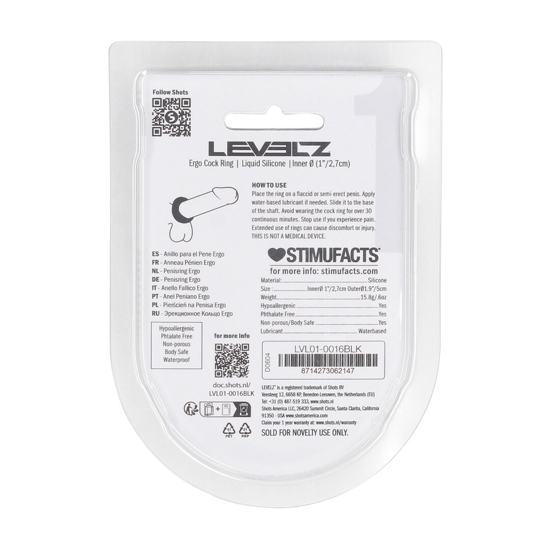 Ergo Liquid Silicone Cockring - Zwart - Afbeelding 3