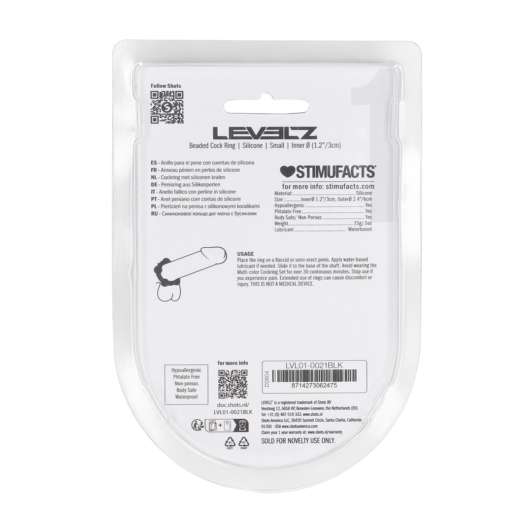 Kralen Silikon Cockring - S - 30mm - Zwart - Afbeelding 3