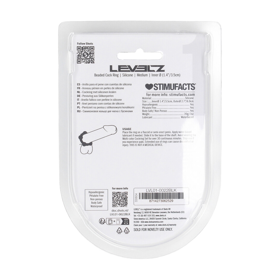 Kralen Silikon Cockring - M - 35mm - Zwart - Afbeelding 3